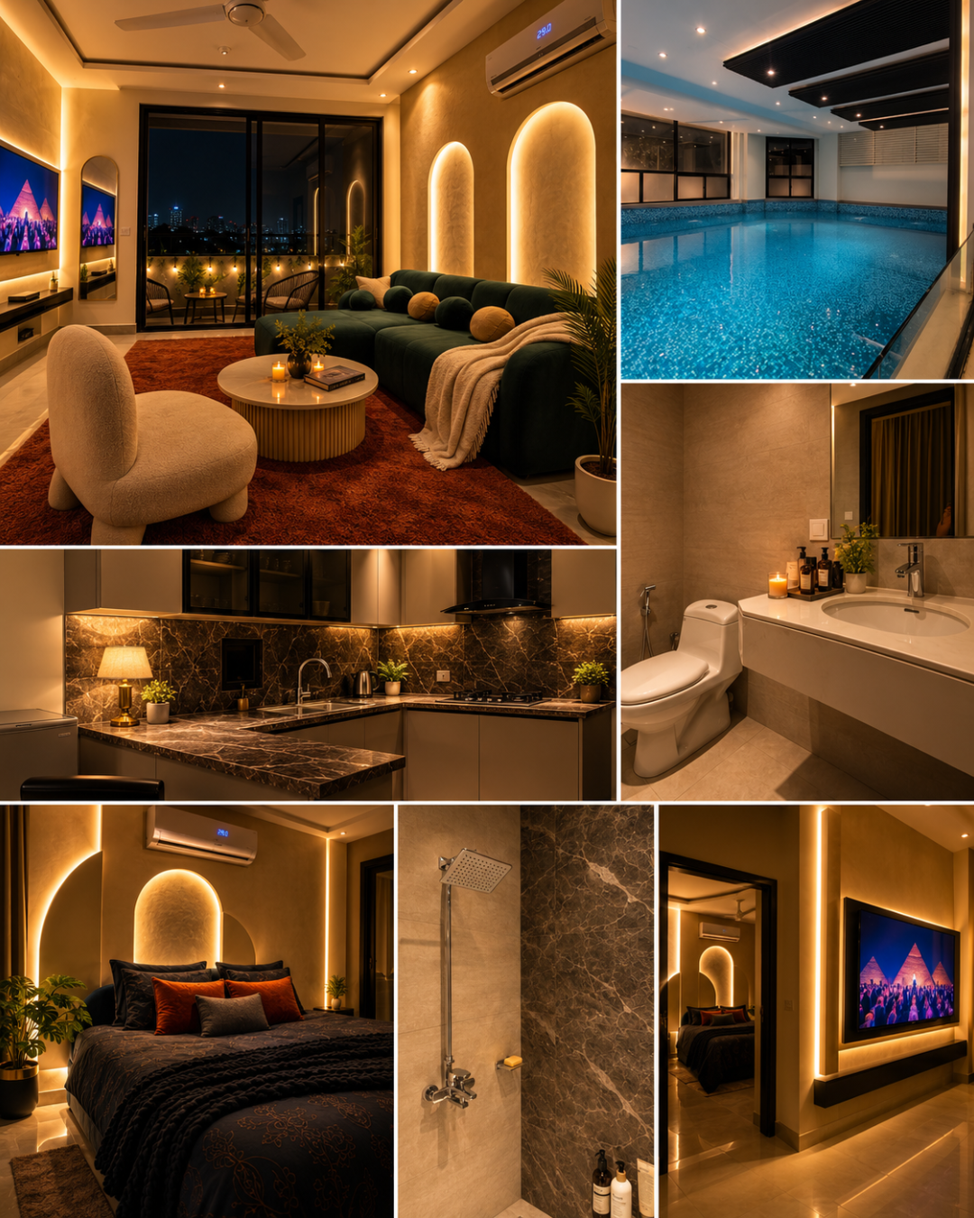 Emerald | 1 BHK | Self Check IN| Gulberg| Pool | Aurum